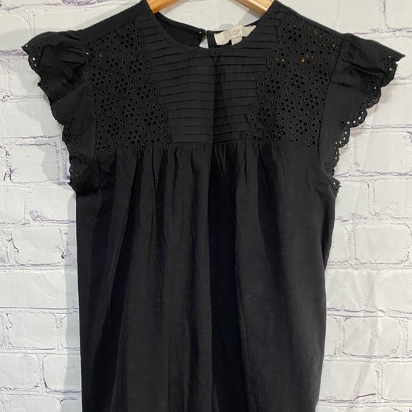LOFT Tops - Ann Taylor LOFT Colton Black EyeletTop